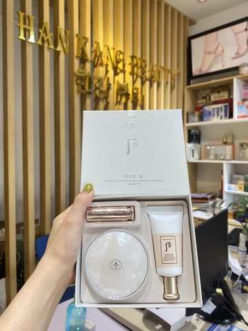 Set Phấn nước dưỡng trắng The History of Radiant White Moisture Cushion Foundation #21 Set  (tặng kèm 2 Lõi Phấn)