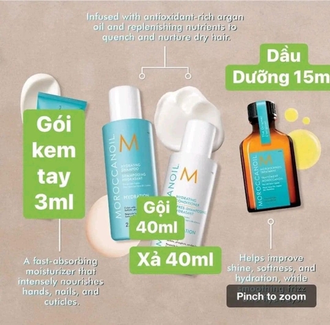 Set 4 món gội, xả, dầu dưỡng, kem dưỡng da tay Moroccanoil Sephora Beauty Insider mini size