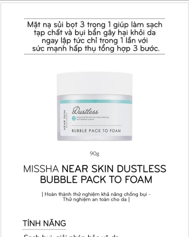 Mặt nạ sủi bọt Missha Near Skin Dustless Bubble Pack To Foam