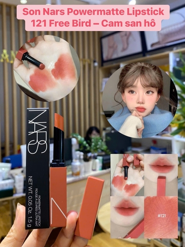 Son Thỏi Lì Cao Cấp Na.rs Power Matte Lipstick Rouge À Lèvres Ultra Mat 121 Free Bird (Cam san hô)