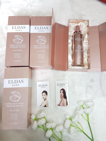 Tinh Chất Tế Bào Gốc Eldas Aura Shine Gold Pearl Premium Peptide All In One.