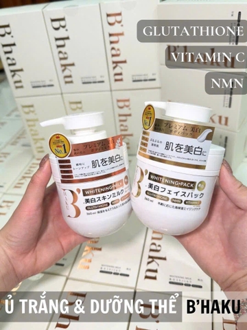 Bộ kem dưỡng trắng da Body sâu, giúp phục hồi, tái tạo, làm trắng làn da xỉn màu B'haku Whitening Pack 360ml/chai