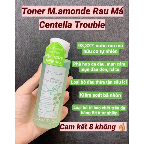 Nước hoa hồng cho da dầu mụn, nhạy cảm Mamonde Centella Trouble Toner