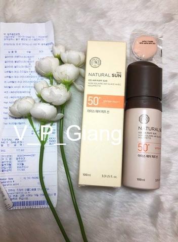 Kem Chống Nắng TheFaceShop Natural Sun Eco Ice Air Puff Sun Spf50+/PA ++++