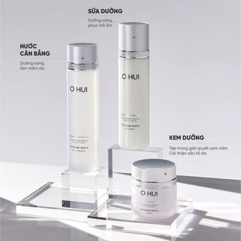 Set Nước Hoa Hồng, Sữa Dưỡng, Kem Trắng Da Mờ Nám Ohui Extreme White 2pcs Special Set