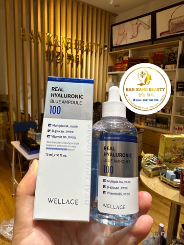 Serum HA tươi + B5 Wellage Rea Hyaluronic Blue Ampoule 75ml