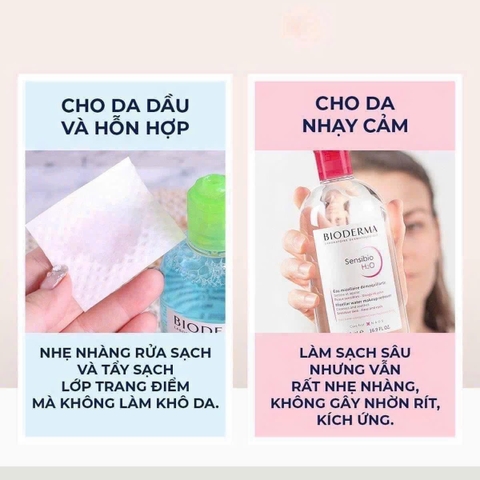 Nước tẩy trang dịu nhẹ sạch sâu Bioderma Laboratoire Dermatologique hồng Crealine H2O