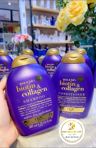 Dầu Gội Xả Biotin & Collagen - OGX 385ml Màu Tím ( Hàng xách tay Pháp )