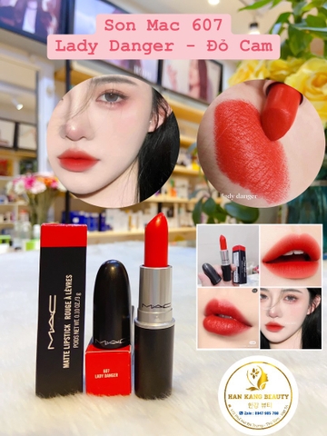 Son Mac Retro Matte Lipstick 607 Lady Danger Đỏ Cam