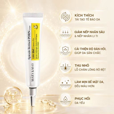 Kem Dưỡng Vi Kim Ngừa Lão Hóa Và Mịn Da Mary & May Spicule Retinol PDRN Cream 2,000 Shot 15g