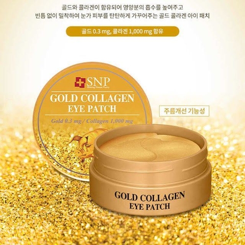 Mặt nạ mắt collagen, vàng 24k da săn chắc, giảm thâm, nếp nhăn SNP Gold Collagen Eye Patch ( 60 miếng ) 