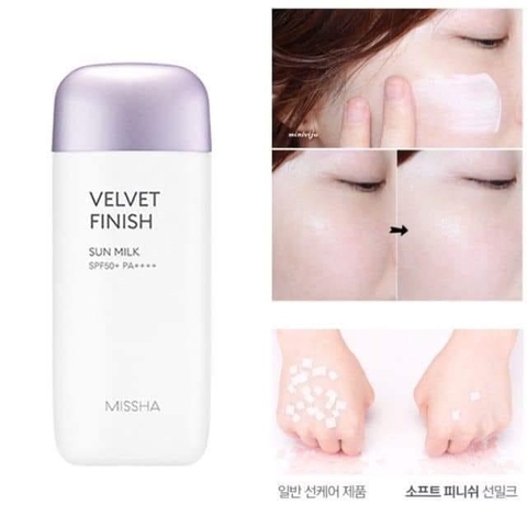 Kem Chống Nắng nâng tông da hỗn hợp, dầu Missha Velvet Finish Sun Milk SPF50+ PA++++