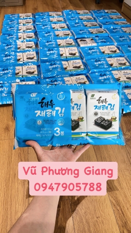 Rong biển tẩm dầu Oliu Hàn Quốc sấy khô Gangwon Haewoo Seaweed (lốc 3 gói x 4.5g)