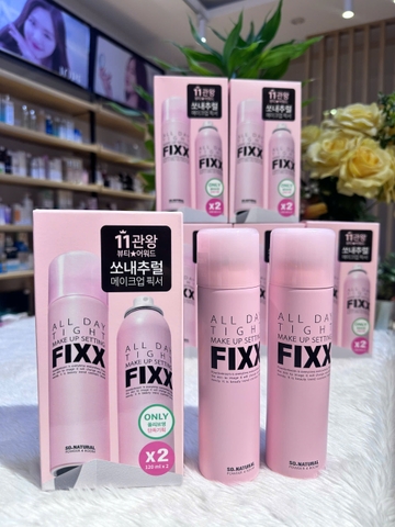Xịt Khoá Makeup Cho Lớp Nền Căng Bóng, Mịn Lì Fixx All Day Tight Make Up Setting Hồng Nhạt