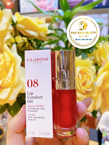 Dầu (Son) dưỡng căng bóng môi Clarins Lip Comfort Oil - Màu 08 (Đỏ cam đào)