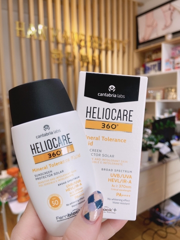 Kem chống nắng phổ rộng lên tone Heliocare 360 Mineral Tolerance Fluid SPF 50 PA++++ 50ml