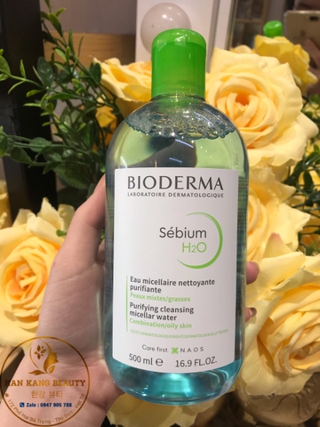 Nước tẩy trang dịu nhẹ sạch sâu cho da dầu mụn Bioderma Laboratoire Dermatologique xanh Sébium