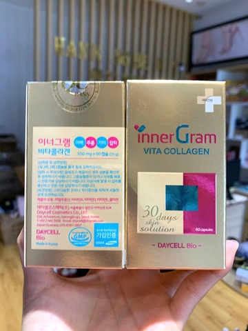 Viên uống cấp nước trắng da Inner Gram Vita collagen 60v