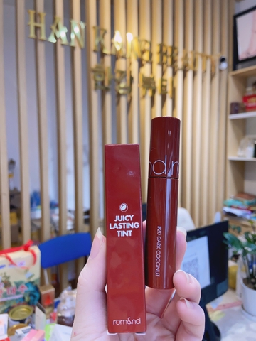 Son Tint Bóng Romand Juicy Lasting Tint - 20 Dark Coconut Nâu Gạch Ấm