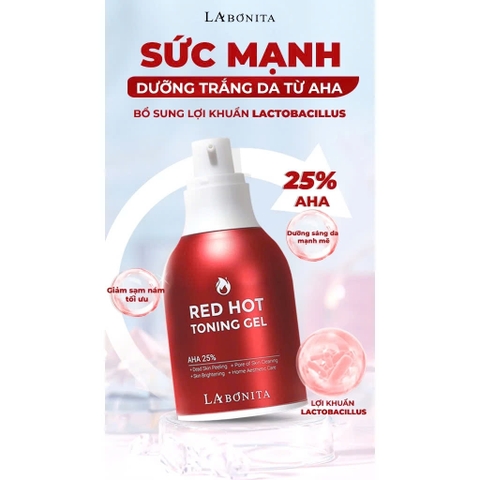 Peel Da LABONITA Toning Gel AHA 25% Red Hot gel tẩy tế bào chết không gây kích ứng 30g