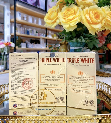 Viên uống Triple White chống nắng trắng da trị nám Glutathione 1200 mg (Hàng Mỹ)