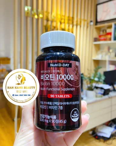 Viên Uống Hỗ Trợ Mọc Tóc Biotin 10000 NutriD-day Hàn Quốc 90 Viên