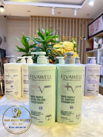 Cặp dầu gội xả Elvawell phục hồi, kiềm dầu, trị gầu, siêu mềm mượt