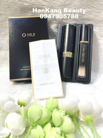 Set kem nền dạng thỏi Ohui Ultimate Cover Stick Foundation Special set tặng kèm che khuyết điểm