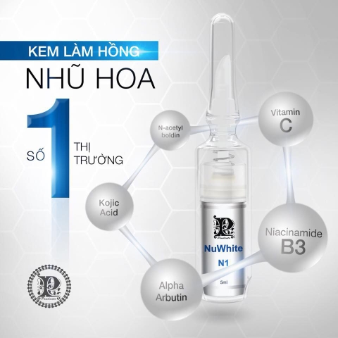 Serum Nuwhite hỗ trợ làm hồng nhũ hoa N1, vùng kín V1, hồng nách bẹn H6, trị thâm môi L1A Mibiti Prudente 5ml