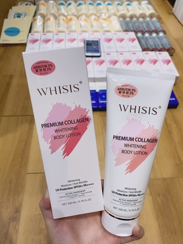 Kem Chống Nắng Toàn Thân, Dưỡng Trắng, Nâng Tone Whisis Premium Collagen Whitening Body Lotion 200ml (có VAT)