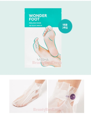 Mặt nạ tẩy da chết bàn chân Missha Wonder Foot Peeling Mask( Tẩy TB da chết, giúp mềm mịn )