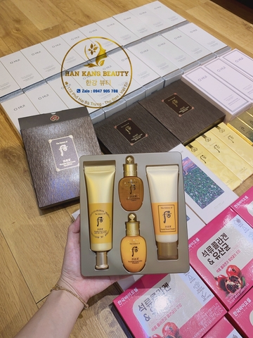 Set kem chống nắng chống nhăn Whoo vàng Wrinkle Sun Cream SPF50+/PA+++ Special Set 4 sp