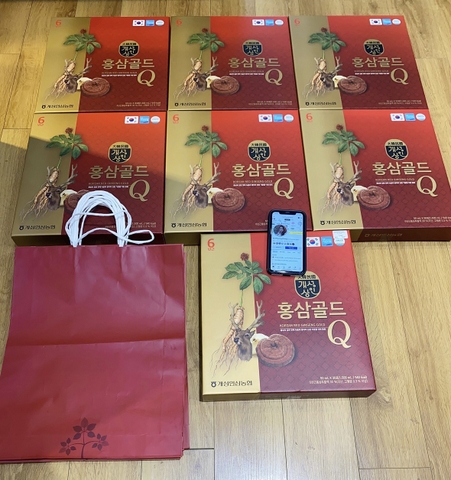 Nước Tinh Chất Hồng Sâm Nhung Hươu Linh Chi Gold Q Hàn Quốc Hộp 30 Gói x 50ml – Korea Red Ginseng Gold Q
