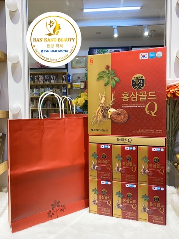 Nước Tinh Chất Hồng Sâm Nhung Hươu Linh Chi Gold Q Hàn Quốc Hộp 30 Gói x 50ml – Korea Red Ginseng Gold Q