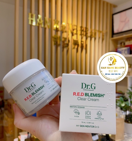 Kem dưỡng thuần chay phục hồi cho da mụn, da mỏng, nhạy cảm Dr.G Red Blemish Clear Cream 70ml