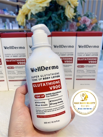 Dưỡng thể nâng tone, trắng da Wellderma Super Glutathione Tone Up Body Lotion V900 300ml