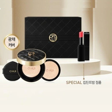 Set Phấn nước Ohui đen bản da Ultimate Cover The Couture Cushion SPF30 PA++ (tặng kèm 1 Lõi thay thế và 1 son Full)