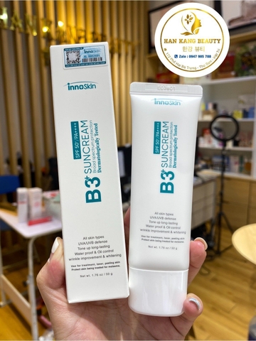 Kem Chống Nắng Phổ Rộng Innoskin B3 Xanh Suncream SPF50+ PA++++ 50ml ( dành cho da khô )