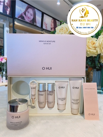 Set kem dưỡng ẩm, chống lão hóa Ohui hồng Miracle Moisture Ceramide Boosting Cream Special Set