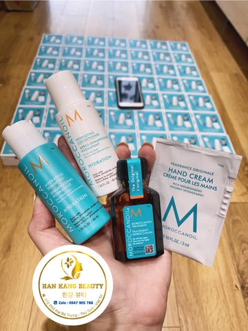 Set 4 món gội, xả, dầu dưỡng, kem dưỡng da tay Moroccanoil Sephora Beauty Insider mini size