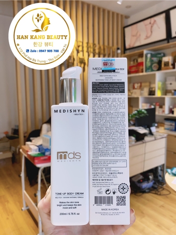 Kem dưỡng kích trắng da toàn thân Medi Shyn Melatech – Exosome Whitening Tone Up Body Cream