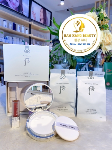 Set Phấn nước dưỡng trắng The History of  Radiant White Moisture Cushion Foundation Special Set (tặng kèm Son + 2 Lõi Phấn)