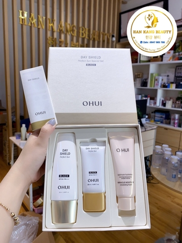 Set Kem chống nắng nâng tone Ohui Day Shield Perfect Sun Special Set Black SPF50/PA++++​​​​​​​ 