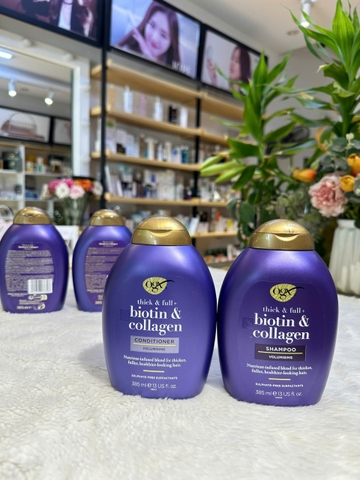 Dầu Gội Xả Biotin & Collagen - OGX 385ml Màu Tím ( Hàng xách tay Pháp )