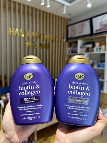 Dầu Gội Xả Biotin & Collagen - OGX 385ml Màu Tím ( Hàng xách tay Pháp )