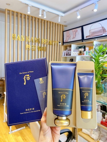 Sữa rửa mặt cho nam sạch sâu, sáng da, không khô da Whoo Gongjinhyang Foam Cleansing for Men Special Set