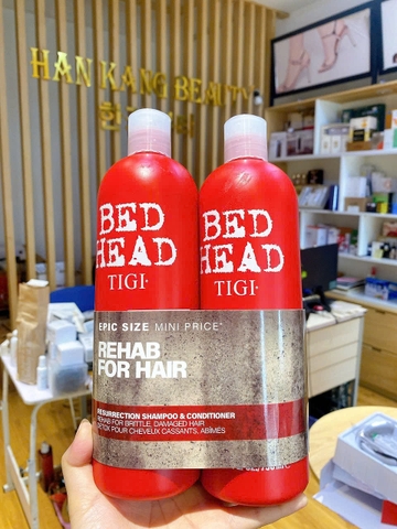 Bộ Dầu Gội Xả Phục hồi hư tổn, siêu mượt Tigi Đỏ Resurrection 750ml