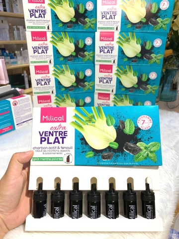Detox hỗ trợ đào thải mỡ thừa, thải độc ruột Milical Extra Ventre Plat 7 ống của Pháp