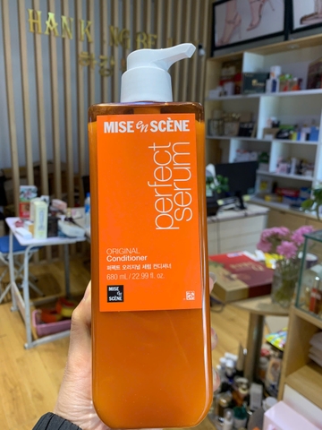 Dầu xả cho tóc khô, hư tổn, dễ rụng MiseEn Scene Perfect Serum Original Conditioner 680ml (cam)