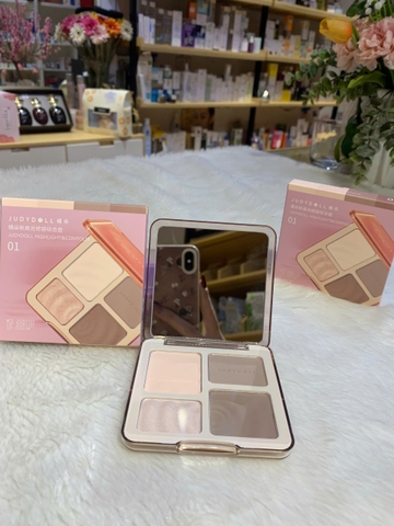 Bảng Bắt Sáng Và Tạo Khối Judydoll 4 Màu - 01 Tông Lạnh 9g Highlight & Contour Palette